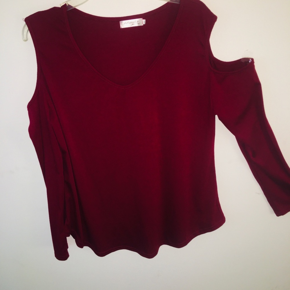 Aolakeke XL peep shoulder cranberry shirt